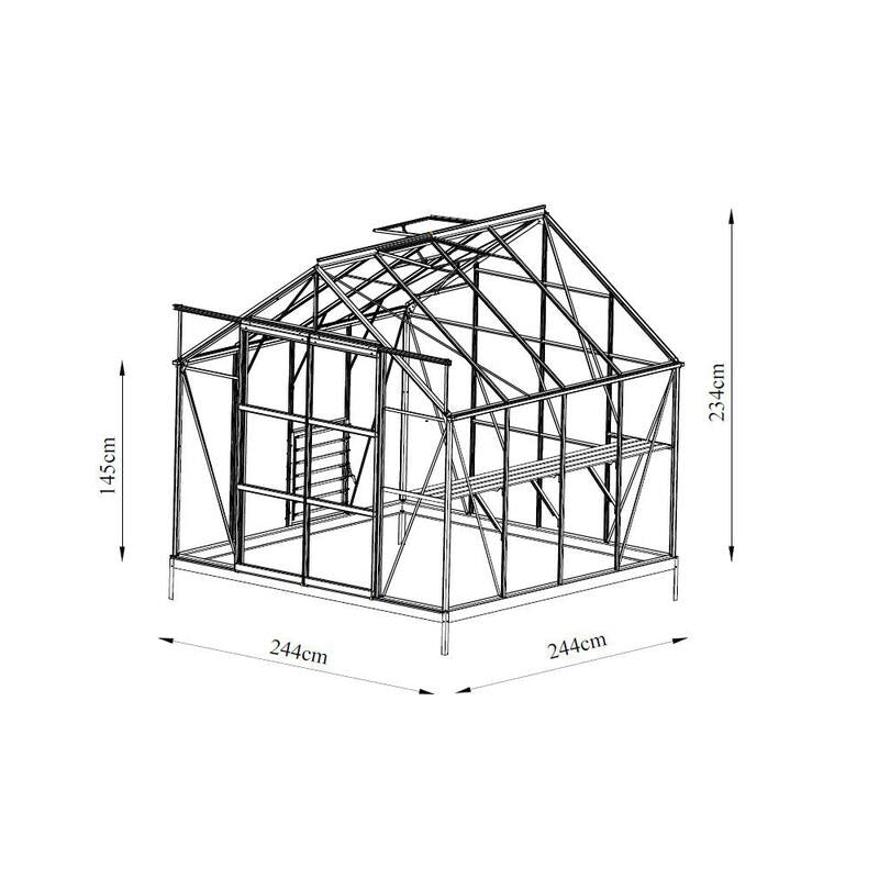 Glasshouse 4mm toughened glass 2440 x 2440 x 2340mm
