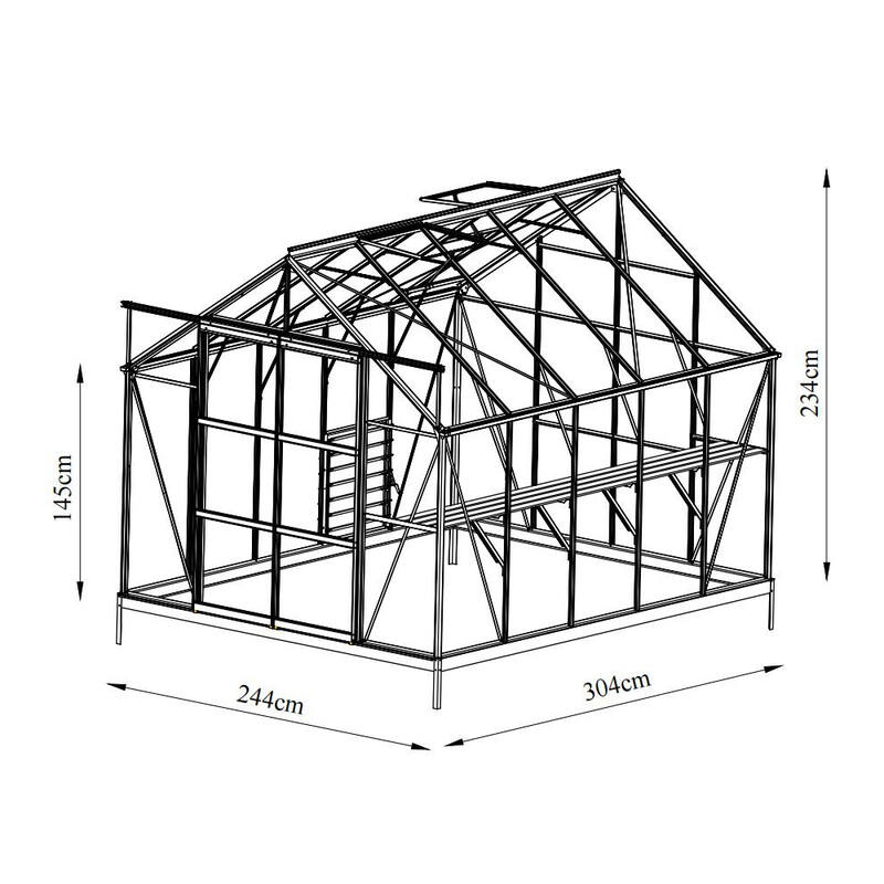 Glasshouse 4mm toughened glass 2440 x 3040 x 2340mm