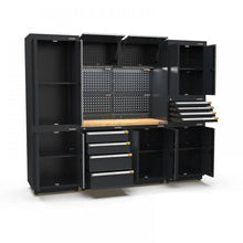 PRO SERIES 2475MM X 580MM X 2020MM BLACK WORKSHOP GARAGE STORAGE CABINET SET  steelmates