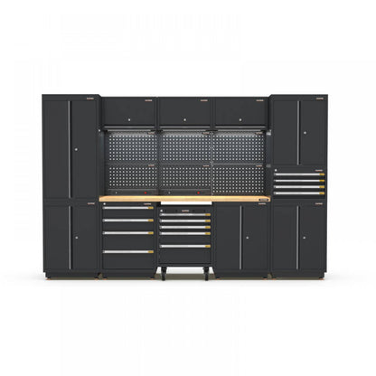 PRO SERIES 3100MM X 580MM X 2020MM BLACK WORKSHOP GARAGE STORAGE CABINET