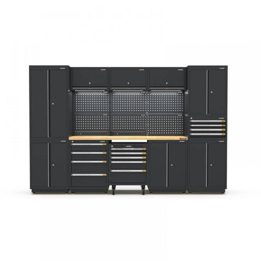 PRO SERIES 3100MM X 580MM X 2020MM BLACK WORKSHOP GARAGE STORAGE CABINET  steelmates