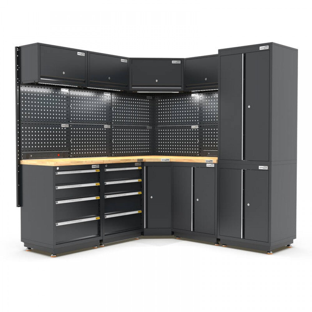 PRO SERIES 1385/2610mm OR 1987/1987mm x 580mm x 2020mm BLACK WORKSHOP Cabinet