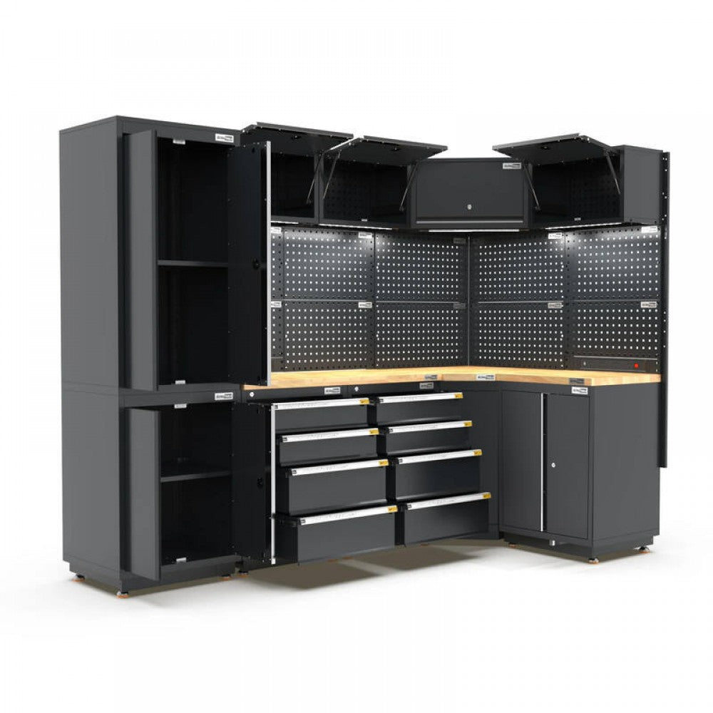 PRO SERIES 1385/2610mm OR 1987/1987mm x 580mm x 2020mm BLACK WORKSHOP Cabinet