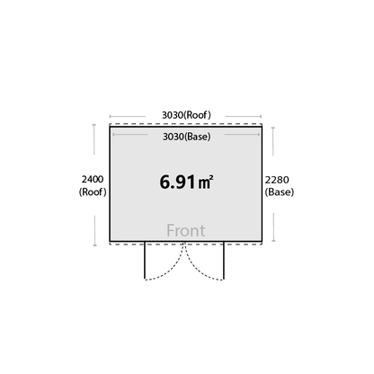 3030 x 2280 x 2025mm Ulti-mates Garden Shed Gable Roof Hazy Grey
