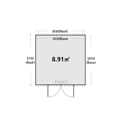 3030 x 3030 x 2090mm Ulti-mates Garden Shed Gable Roof Hazy Grey