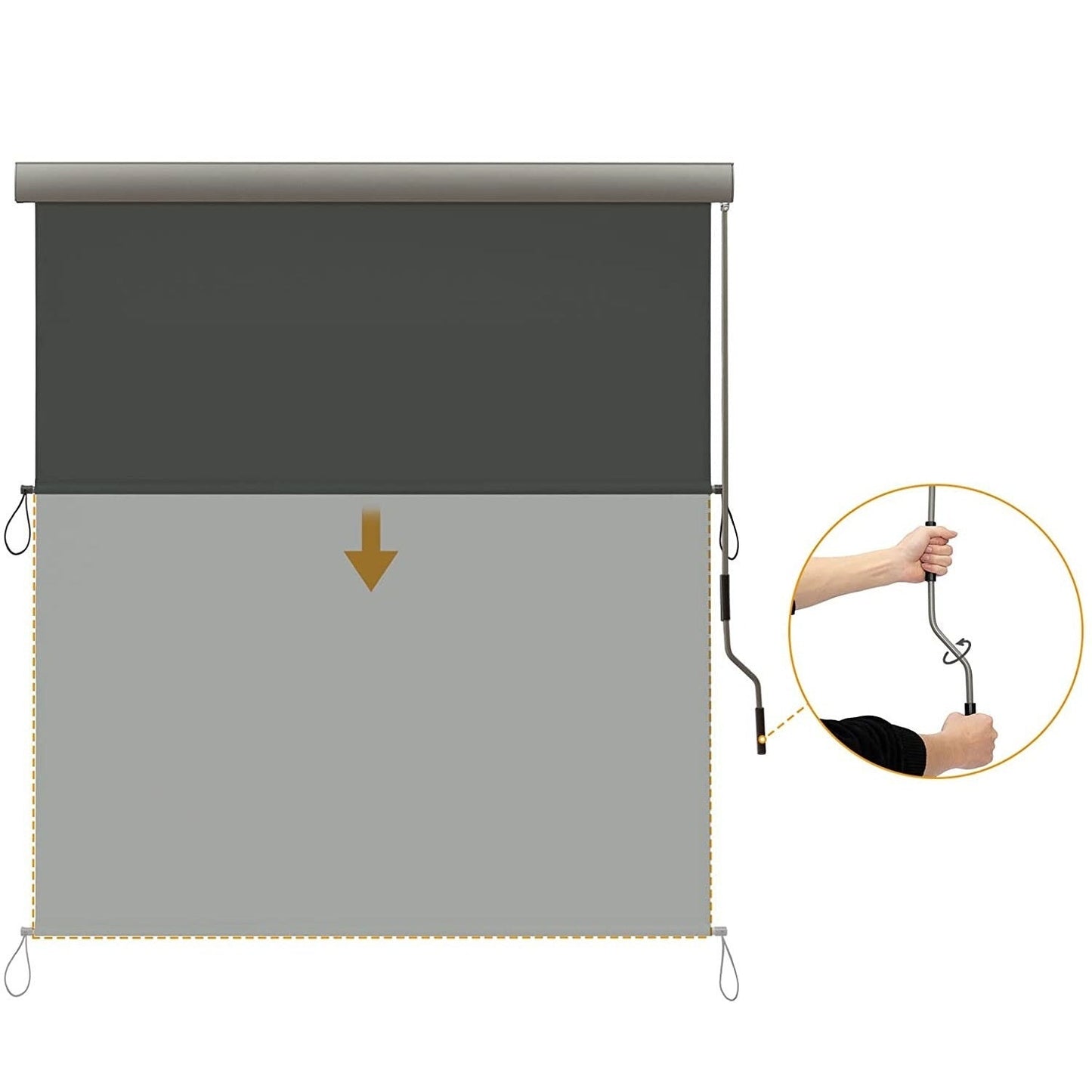 Drop Awning Blind Adjustable Roller Shade 140x250cm  Steelmates