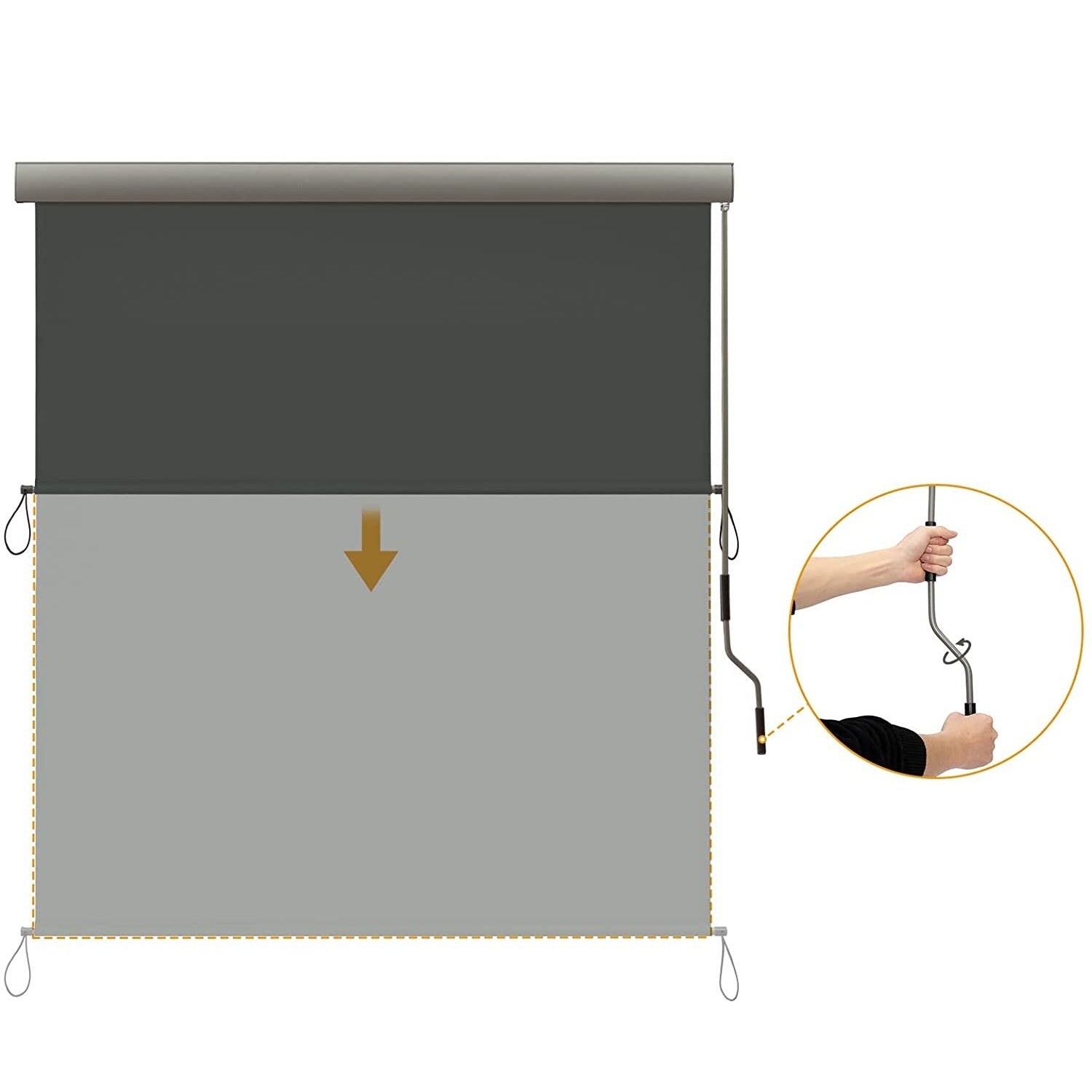 Drop Awning Blind Adjustable Roller Shade 140x250cm  Steelmates