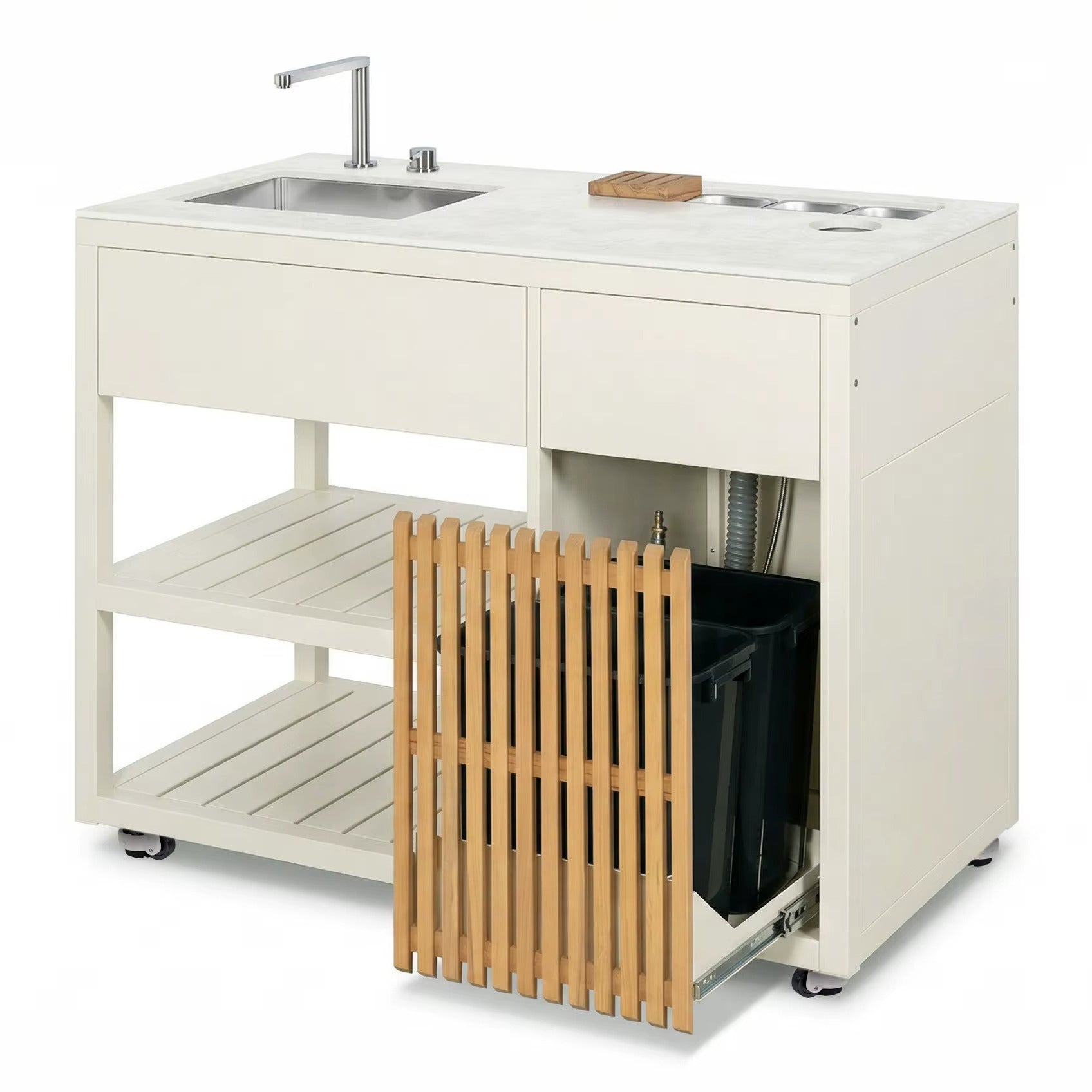 Outdoor Kitchen Sink Module – Double Waste Bin System  Steelmates