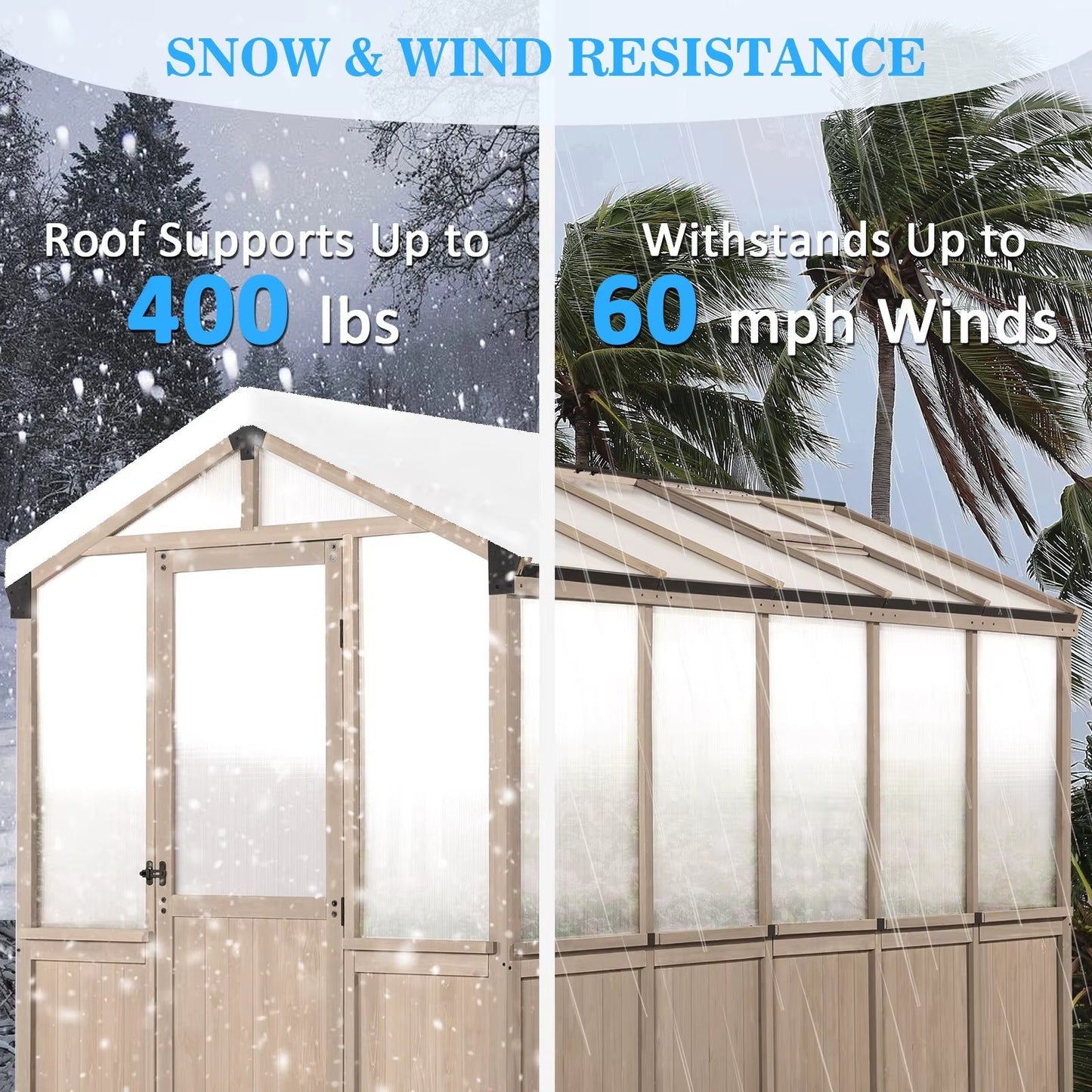 Cedar Wood Garden Greenhouse, Polycarbonate Plant House with Steel Frame  Steelmates