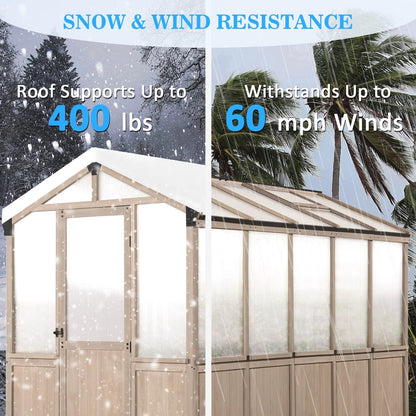 Cedar Wood Garden Greenhouse, Polycarbonate Plant House with Steel Frame  Steelmates