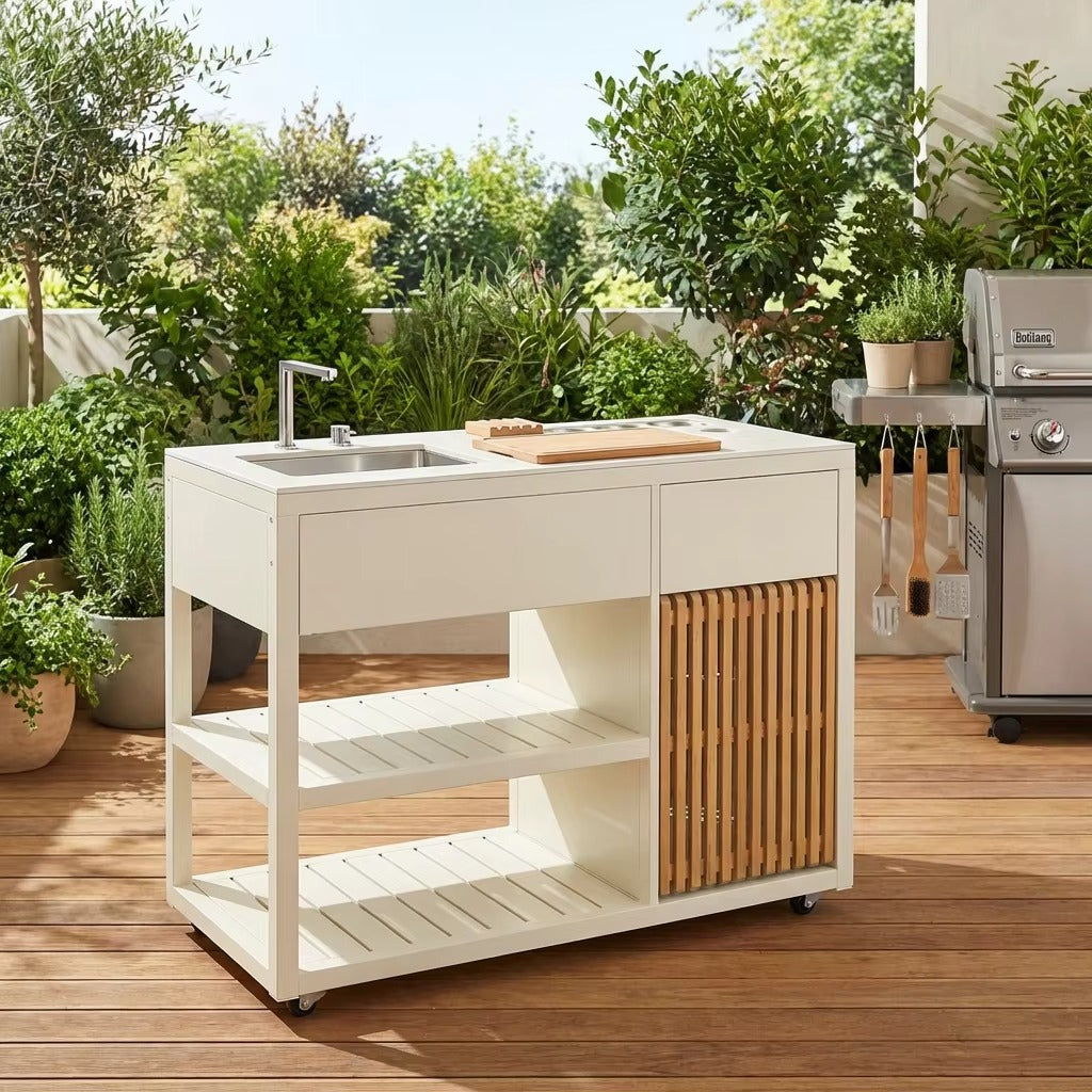 Outdoor Kitchen Sink Module – Double Waste Bin System  Steelmates
