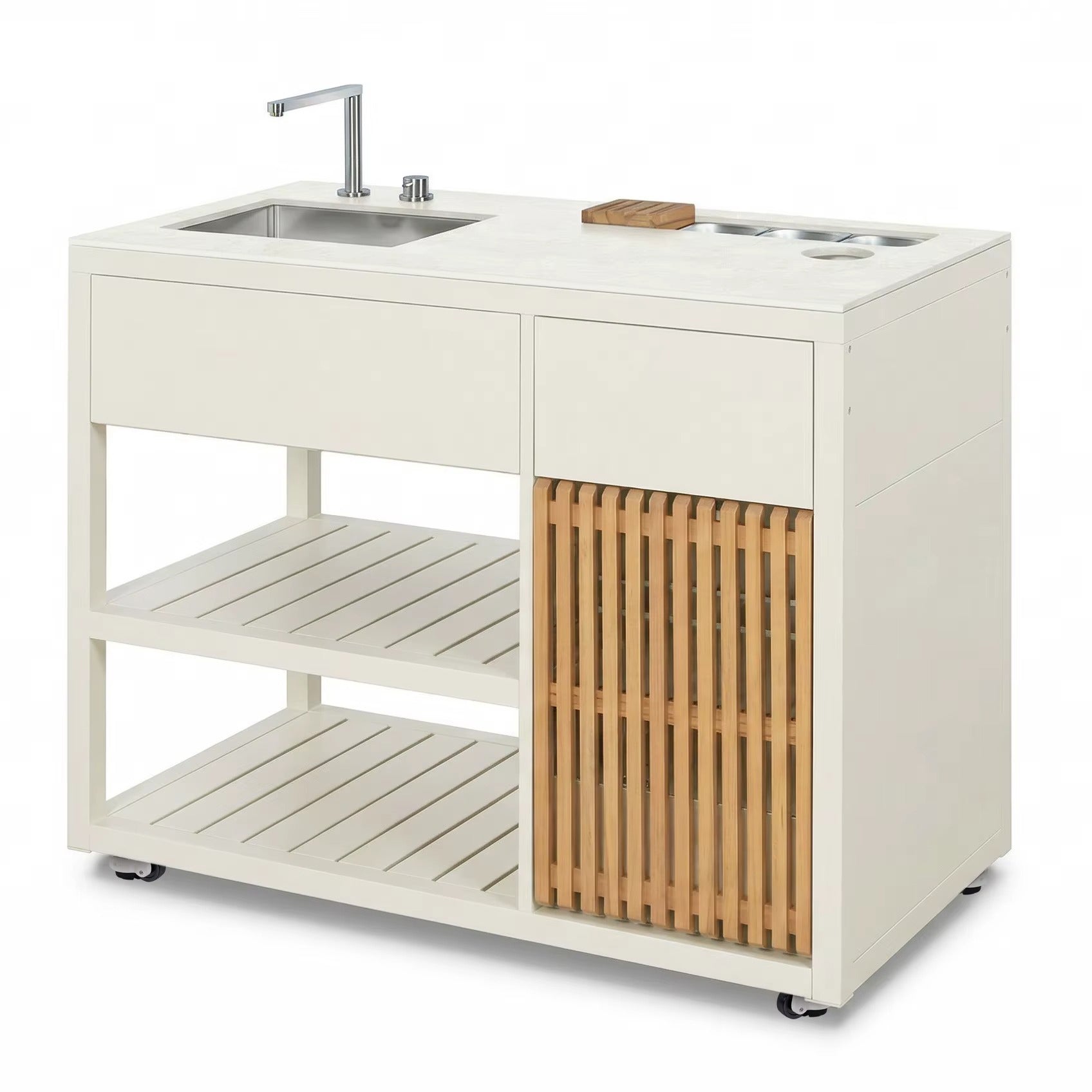Outdoor Kitchen Sink Module – Double Waste Bin System  Steelmates