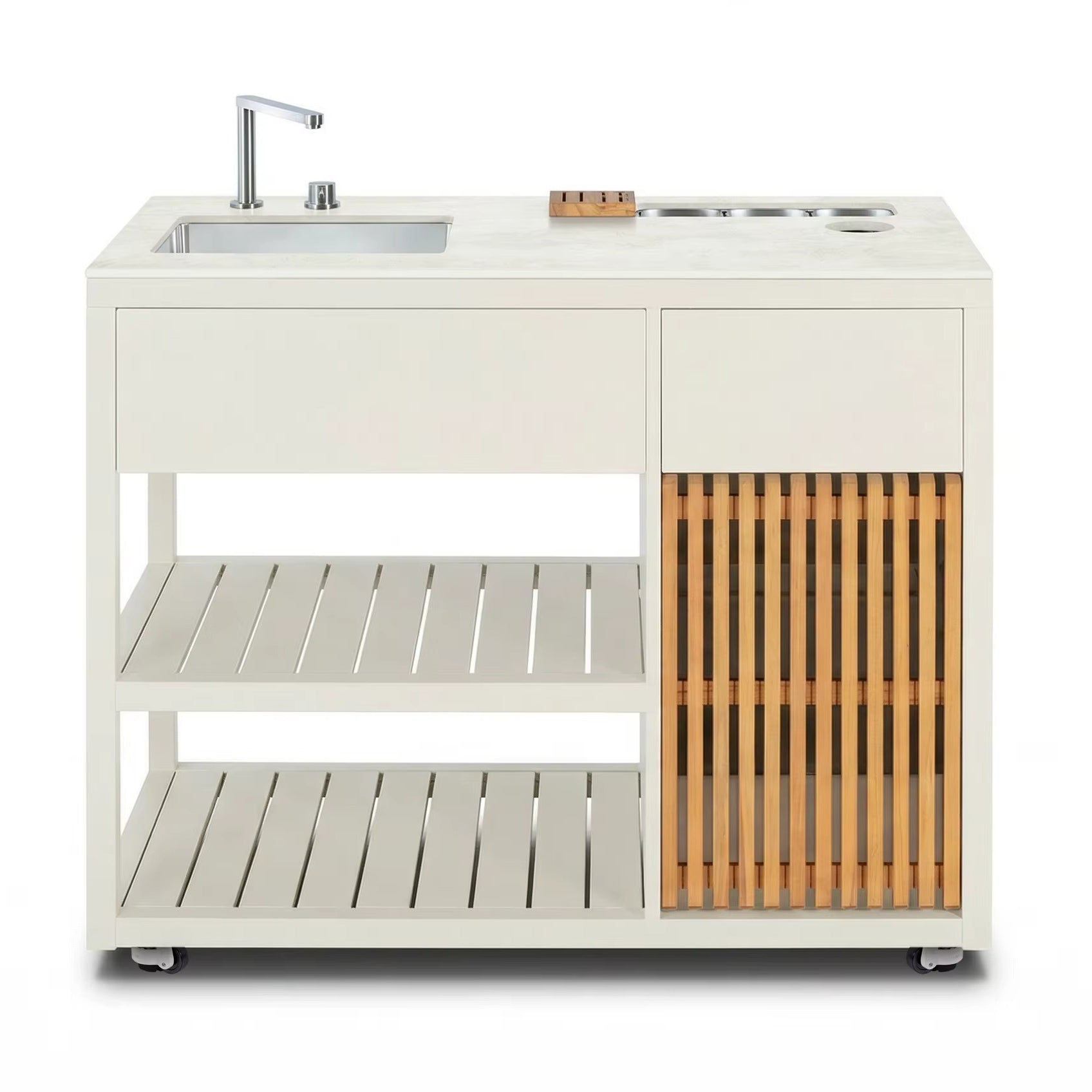 Outdoor Kitchen Sink Module – Double Waste Bin System  Steelmates