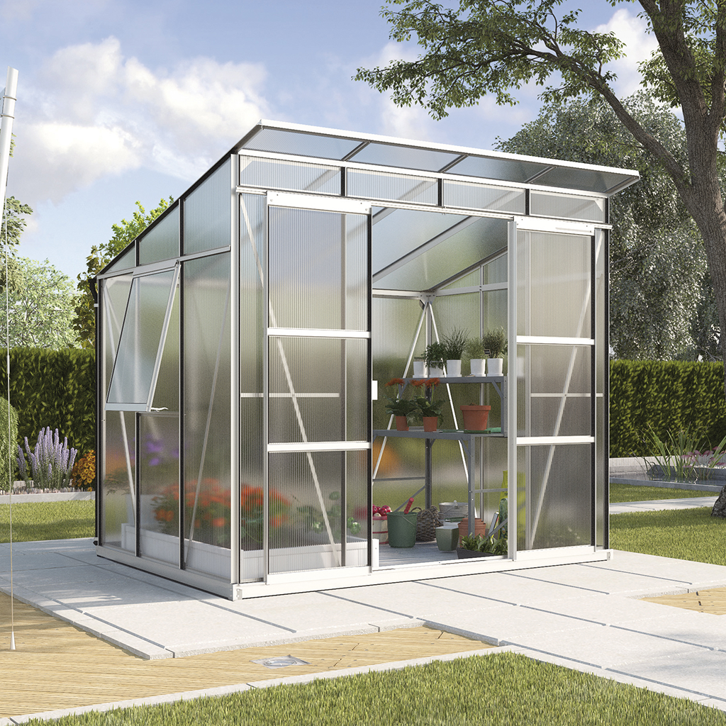6MM Polycarbonate Greenhouse with Flat Roof -254x192cm Aluminium Greenhouses Steelmates