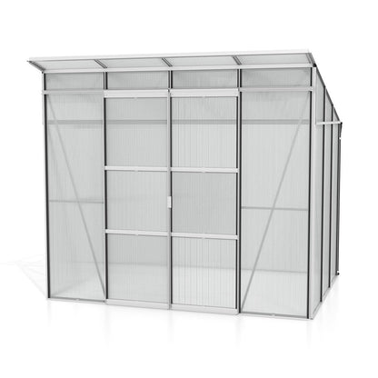6MM Polycarbonate Greenhouse with Flat Roof -254x192cm Aluminium Greenhouses Steelmates