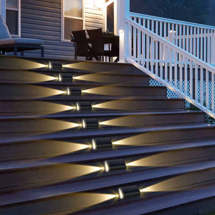 Solar Stair Lights Outdoor 5 Pack Warm White LED Step Lights  Steelmates