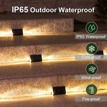 Solar Stair Lights Outdoor 5 Pack Warm White LED Step Lights  Steelmates