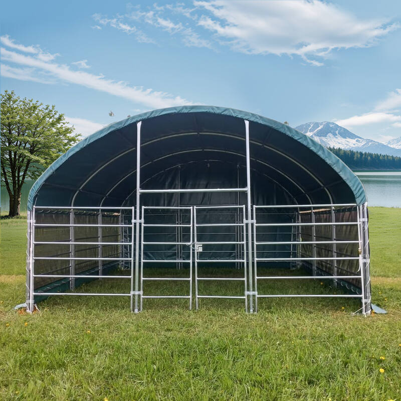 Livestock Shelter 6x6x3.7m with Net Sides Green