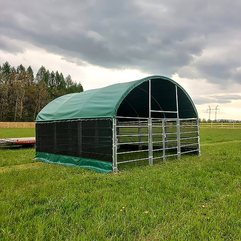 Livestock Shelter 6x6x3.7m with Net Sides Green