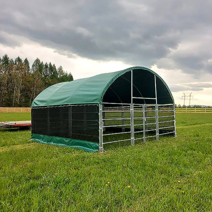 Livestock Shelter 6x6x3.7m with Net Sides Green