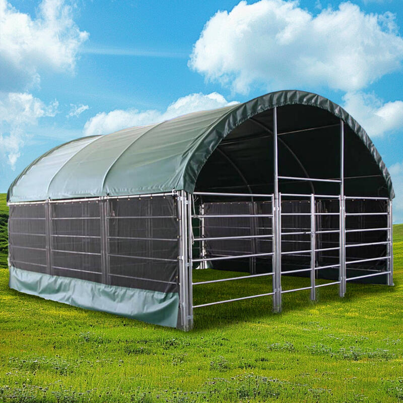 Livestock Shelter 6x6x3.7m with Net Sides Green
