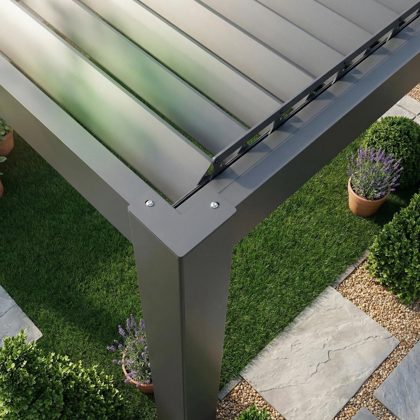 Wall-Mounted Manual Double-Layer Louver Pergola 3×8×2.5m  Steelmates