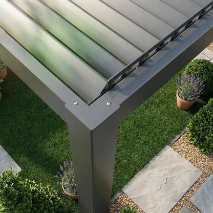 Wall-Mounted Manual Double-Layer Louver Pergola 3×8×2.5m  Steelmates