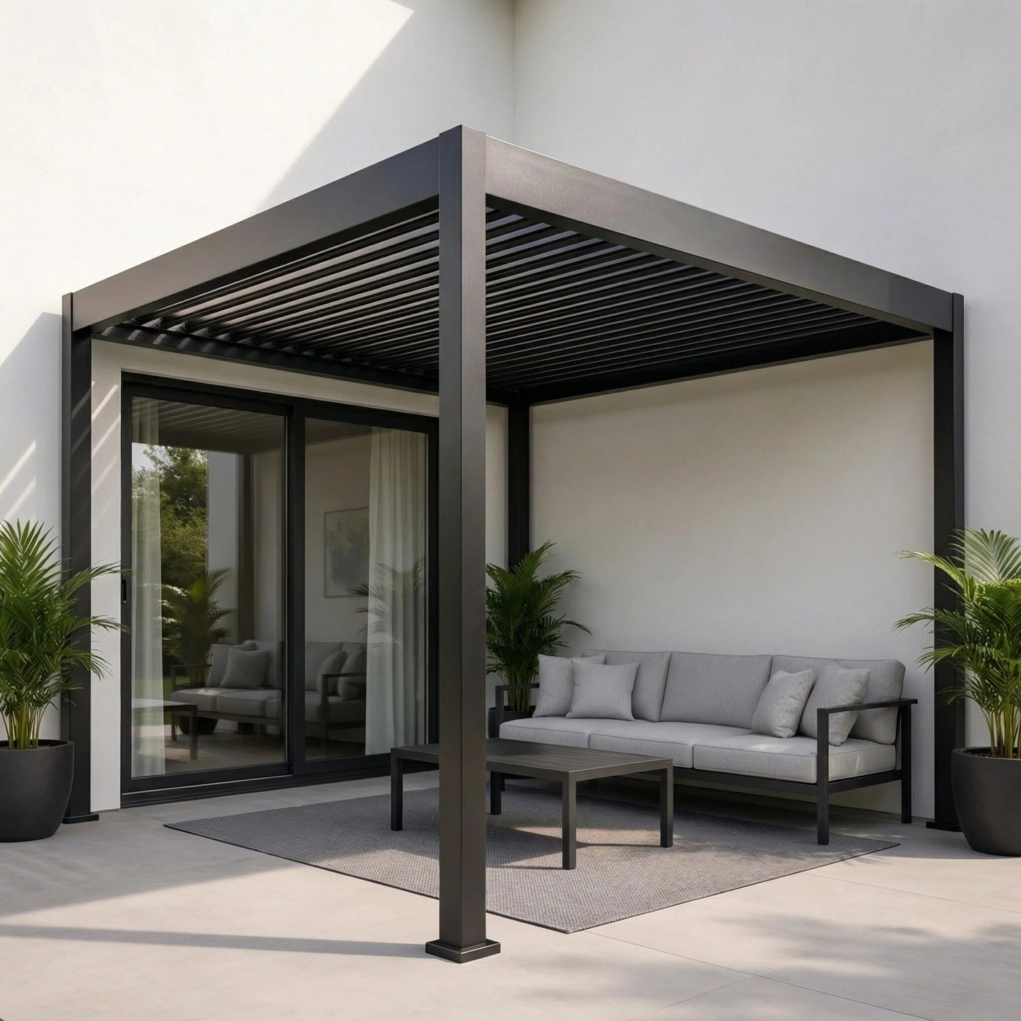 3000 L x 4000 W x 2500 H Louvred Pergola Louvre Roof Dark Grey  Steelmates