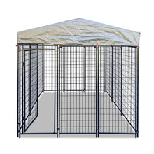 Dog Run Enclosure Animal Hutch Metal with Roof Cover 1.9x5.5x1.86M