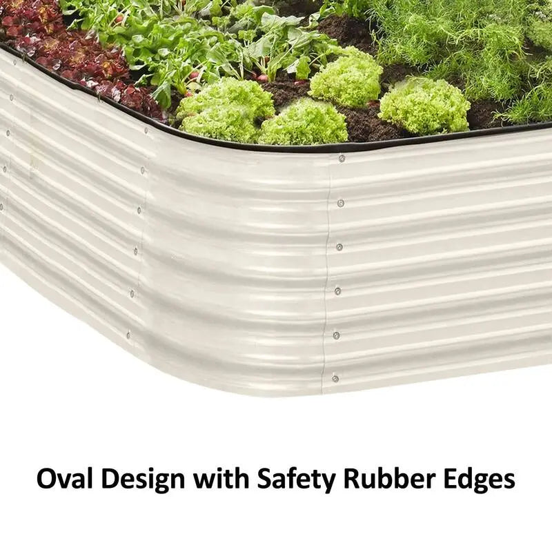 Galvanised Steel Garden Bed 9-in-1 Modular Oval Vegetable Planter [Grey] steelmates