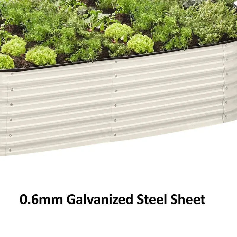Galvanised Steel Garden Bed 9-in-1 Modular Oval Vegetable Planter [Grey] steelmates