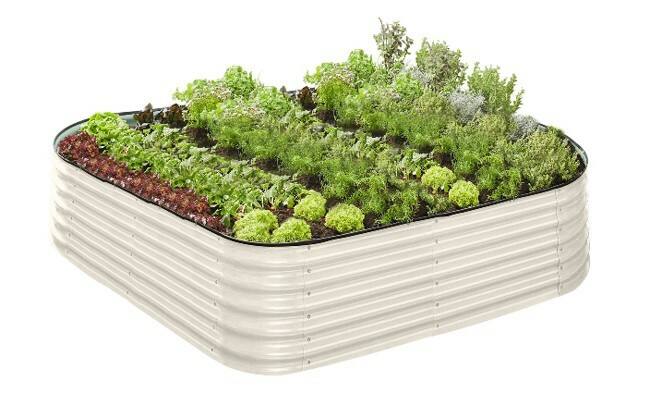 Galvanised Steel Garden Bed 9-in-1 Modular Oval Vegetable Planter [Cream]