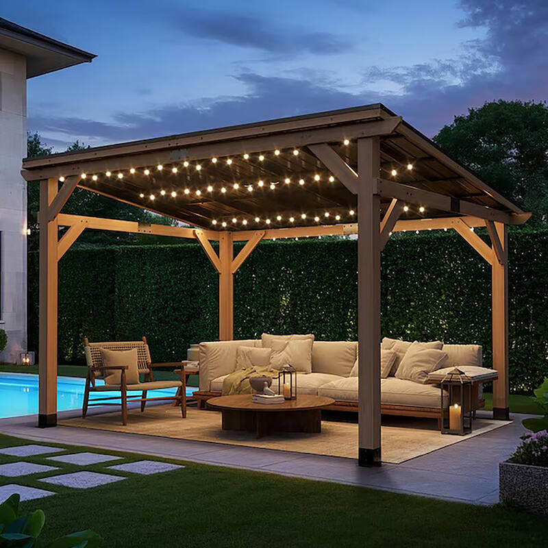 3986 L x 3350 W x 2488 H Outdoor Patio Cedar Wood Gazebo