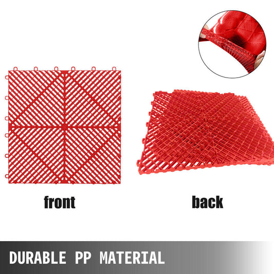 Interlocking Garage Floor Tiles 40x40x1.8 cm Deck Tile Red  Steelmates