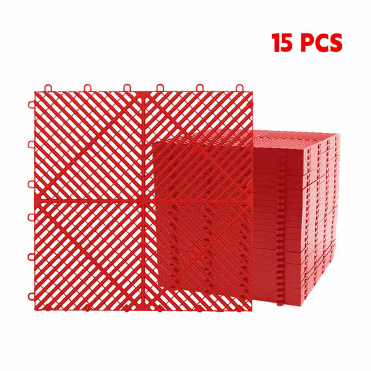 Interlocking Garage Floor Tiles 40x40x1.8 cm Deck Tile Red  Steelmates