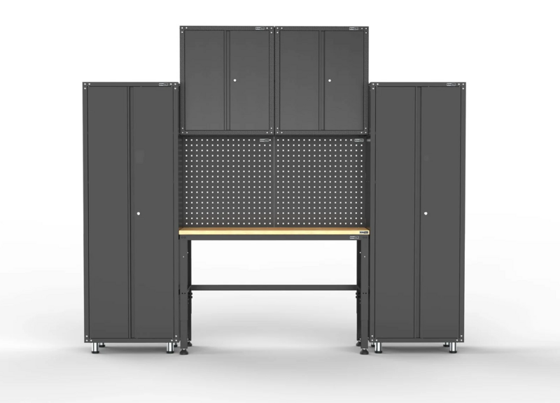 2704mm x 480mm x 2319mm Black Workshop Garage Storage Cabinet Set Model A