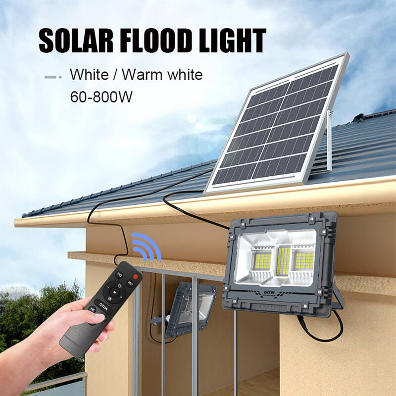 Solar Lights Street Flood Light Remote Outdoor Garden Security Lamp 60W