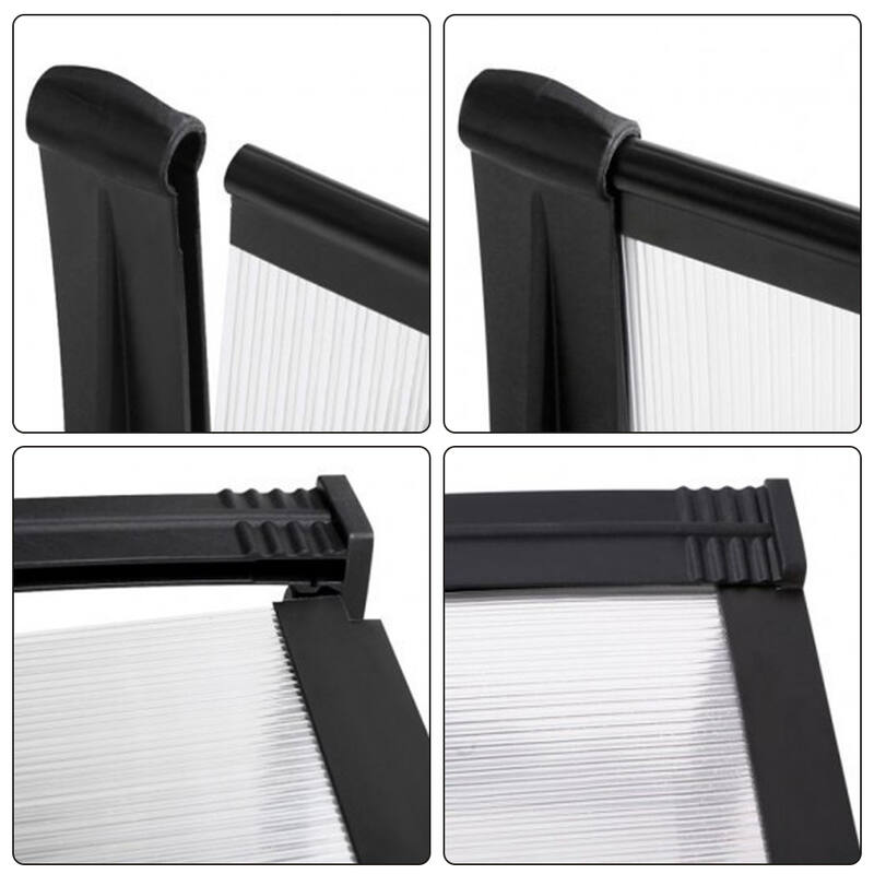 Door Canopy W200xD100cm DIY Window Door Awning Sun Shade with Clear Roof Panel