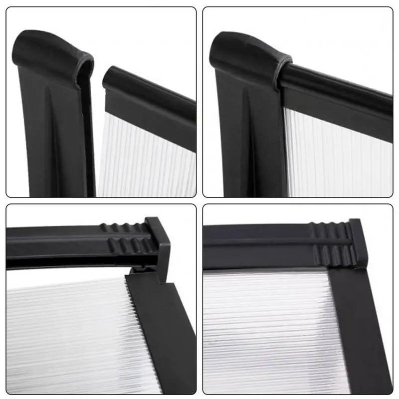 Door Canopy W360xD100cm DIY Window Door Awning Sun Shade with Clear Roof Panel steelmates