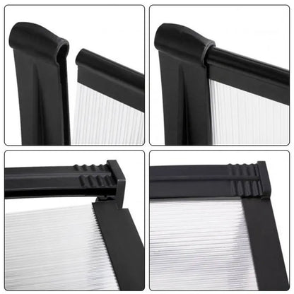 Door Canopy W360xD100cm DIY Window Door Awning Sun Shade with Clear Roof Panel steelmates