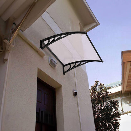 Door Canopy W150xD100cm DIY Window Door Awning Sun Shade with Clear Roof Panel