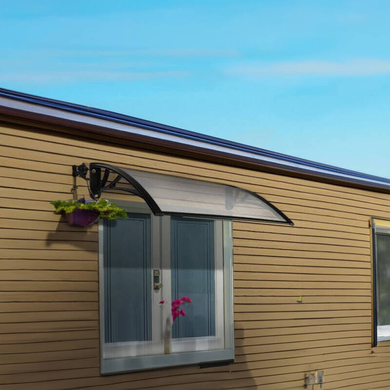 Door Canopy W150xD100cm DIY Window Door Awning Sun Shade with Clear Roof Panel