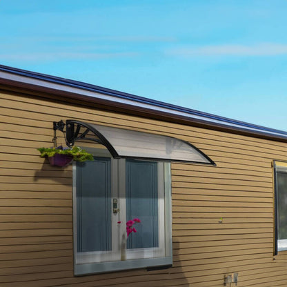 Door Canopy W150xD100cm DIY Window Door Awning Sun Shade with Clear Roof Panel