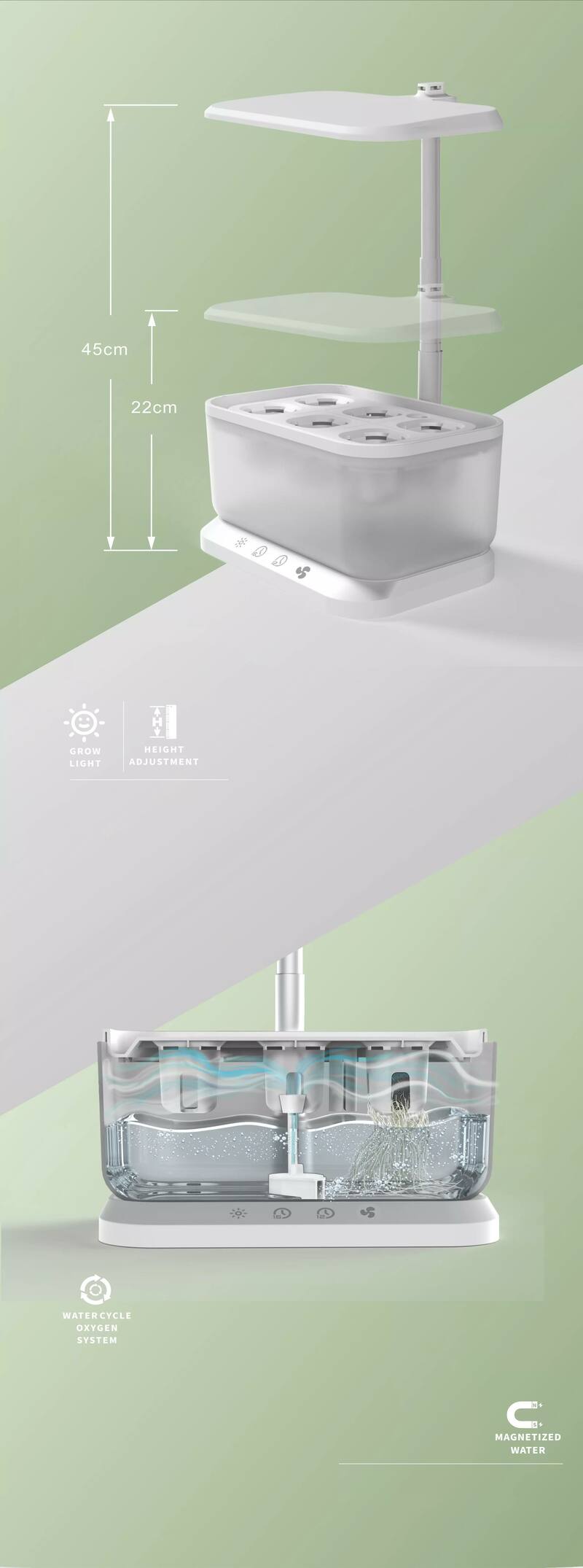 Indoor Planting Hydroponic Kit Vege Pods 6 pods - White