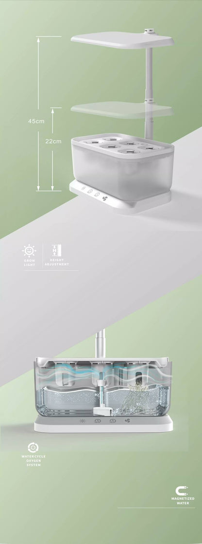 Indoor Planting Hydroponic Kit Vege Pods 6 pods - White