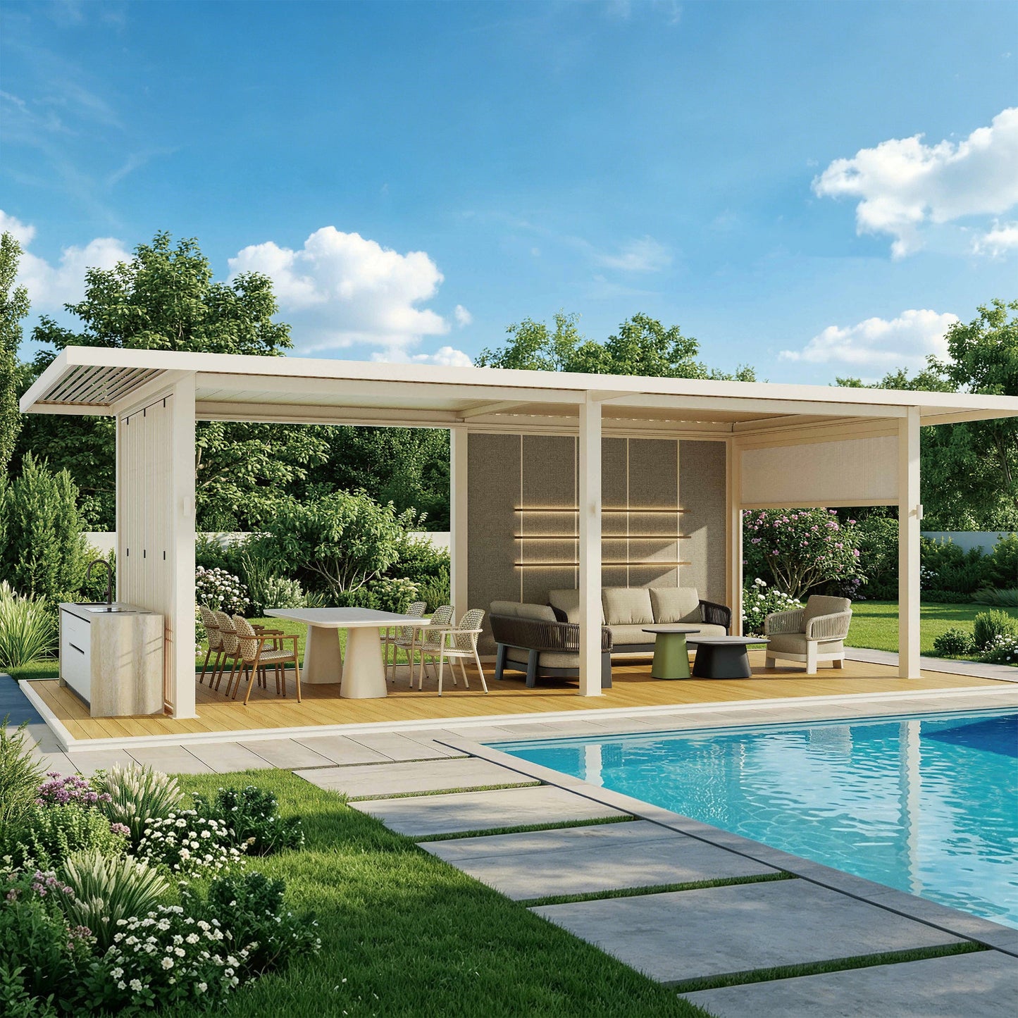 Luxury Outdoor Pavilion with Kitchen Cabinet Set  Steelmates