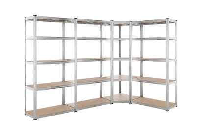 5 tier DIY Shelving H1800 x 900 x 400 With Corner Unit & 3 Storage Shelves steelmates