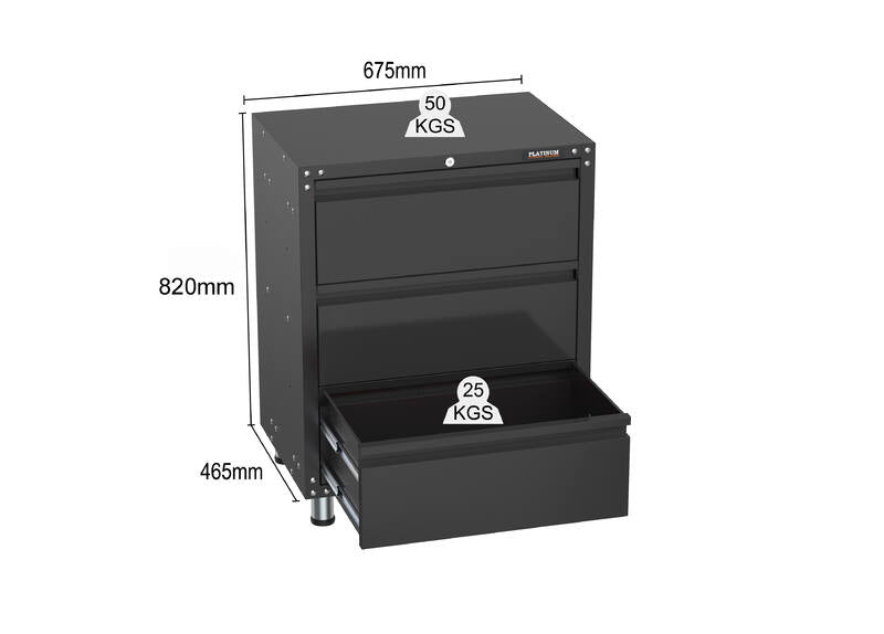 2704mm x 480mm x 2319mm Black Workshop Garage Storage Cabinet Set Model B