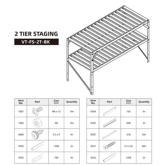 2 Tier Aluminium Plant Staging Shelf for Greenhouse 1200 x 500 x 750mm  Steelmates