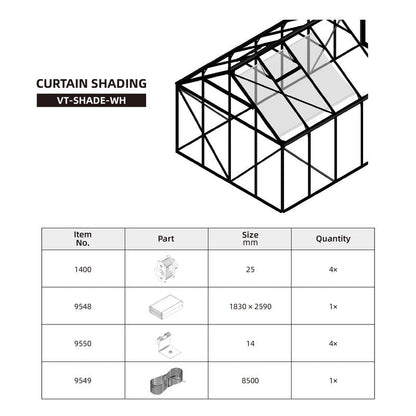 Curtain Shade for VT Series Glasshouse - 187 x 259CM  Steelmates